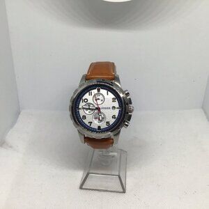 Fossil Men's Sport Watch 100M Silver Dial Stainless Steel Bracelet Dive Bezel